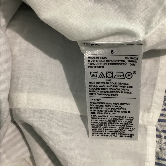 Women’s Banana Republic 100% Cotton Blue White Striped off the shoulder Dress 6 - Picture 6 of 7